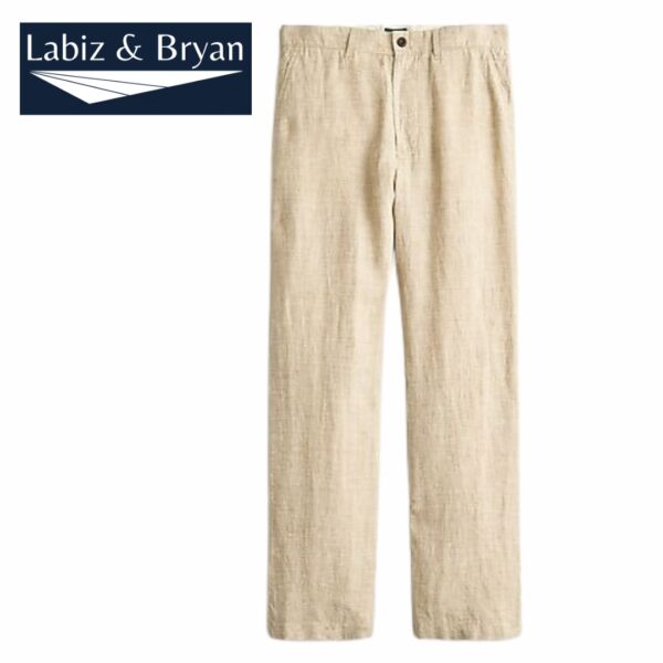 Classic Linen Pure Elastic Waist Trousers For Men