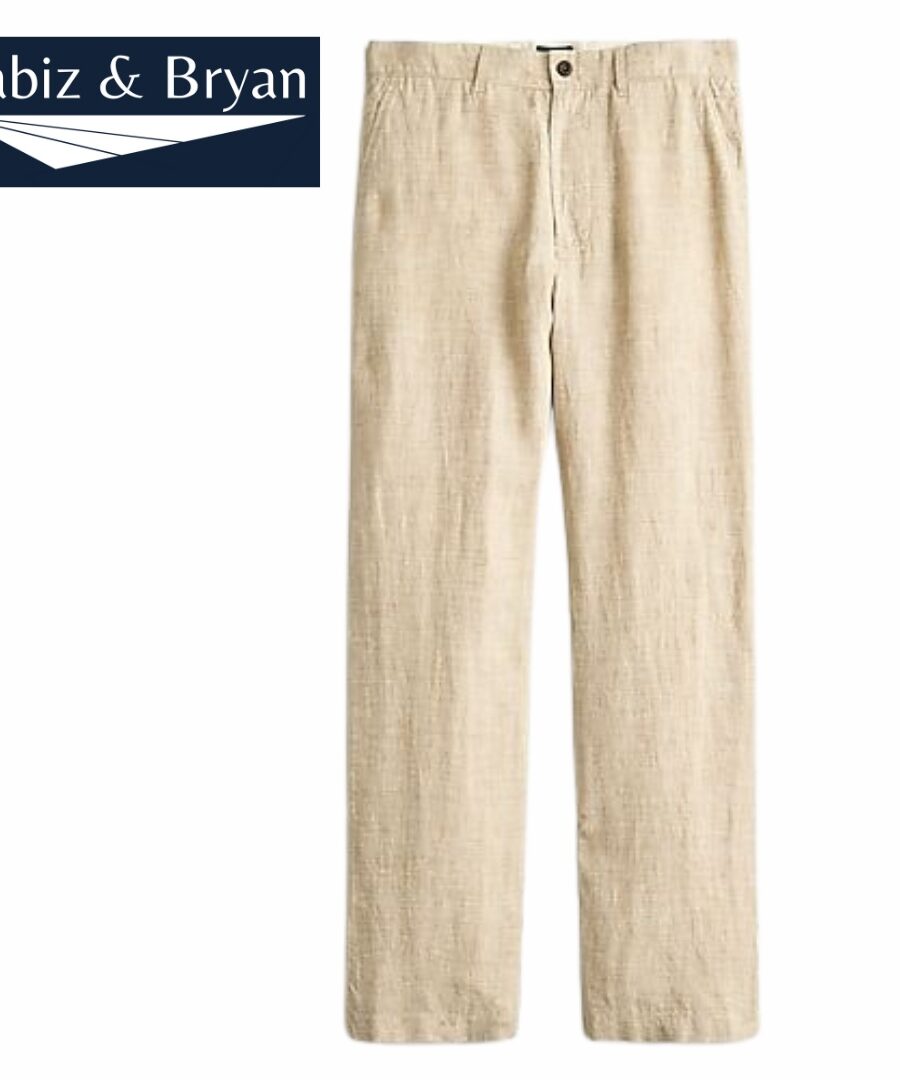 Classic Linen Pure Elastic Waist Trousers For Men