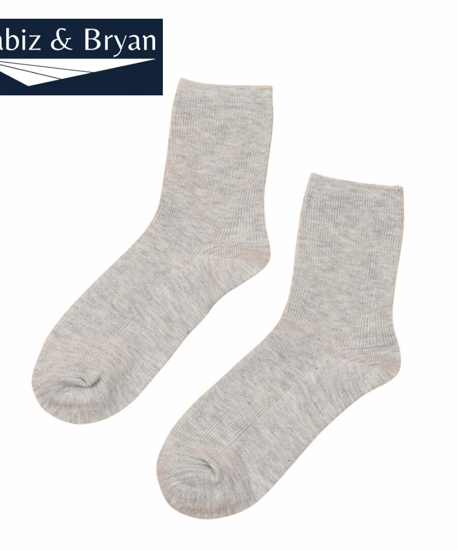 Light Grey Cotton Plain Crew Socks Embellished Women Socks & Hosiery