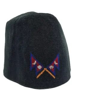 Nepali Topi Kalo Topi With Khukuri + Flag Badge by Fashion Wear