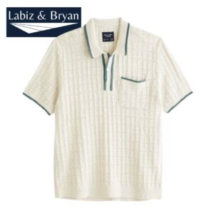 Summer Stripe Jacquard Short Sleeved Knitted Polo Tshirt For Men