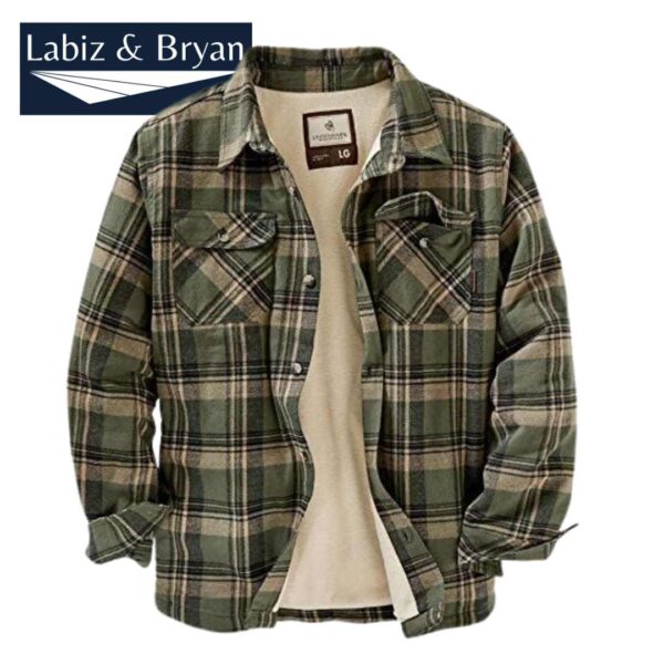 Winter Mens Jacket Plaid Cardigan Flannel Thicke Long Sleeve Basic Quality Casual Shirt Jackets Cotton Coat American