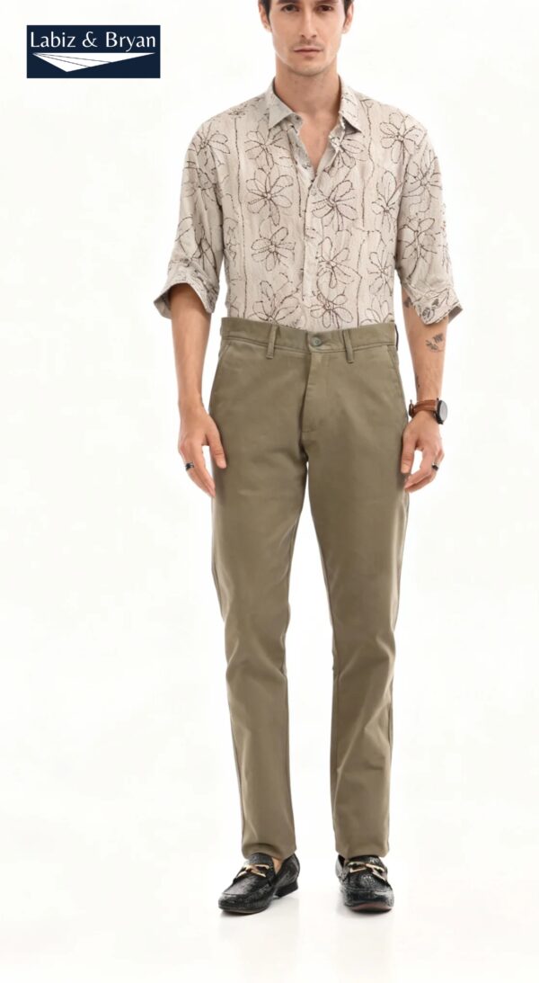 Khaki Slim Fit Cotton Twill Chinos