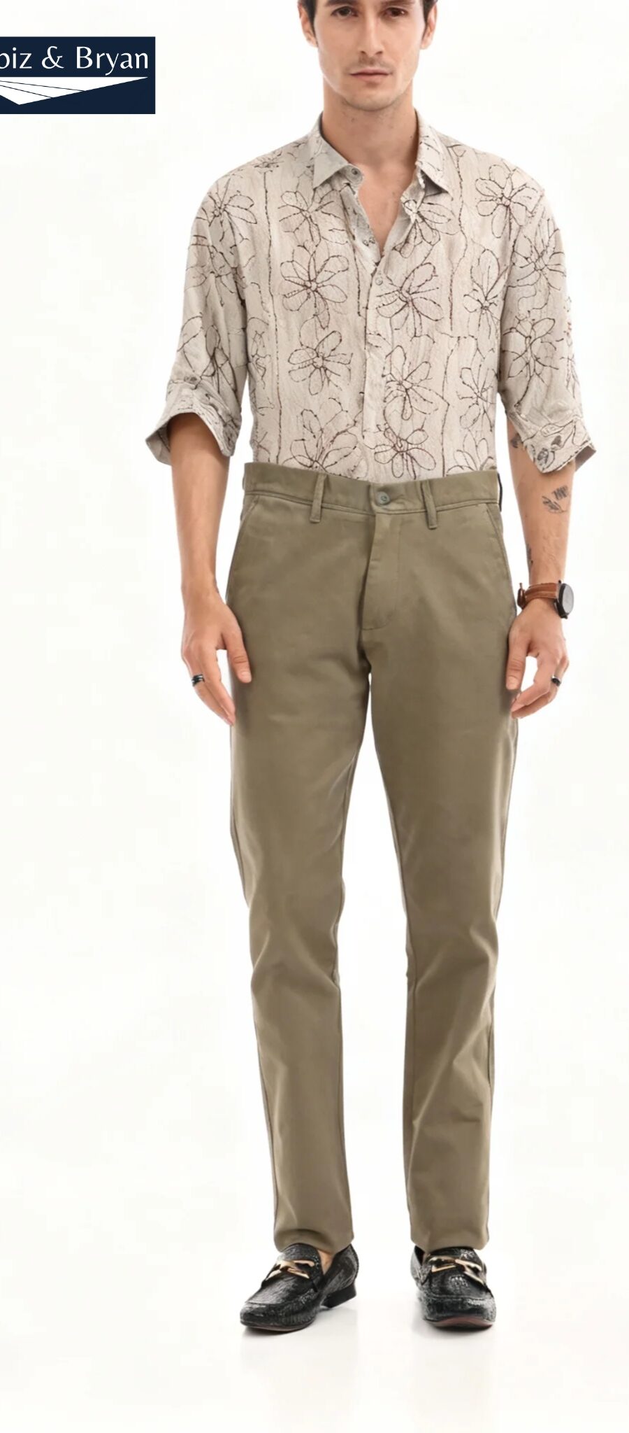 Khaki Slim Fit Cotton Twill Chinos