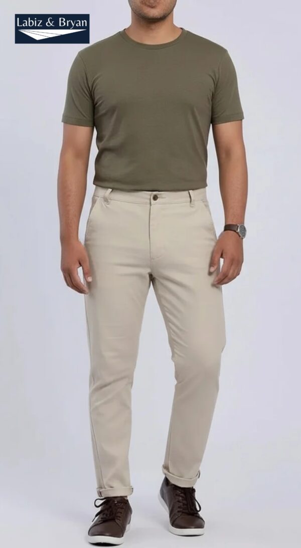 Men's Off-White Slim Fit Cotton Twill Chinos