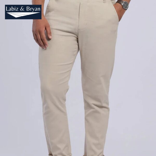 Men's Off-White Slim Fit Cotton Twill Chinos