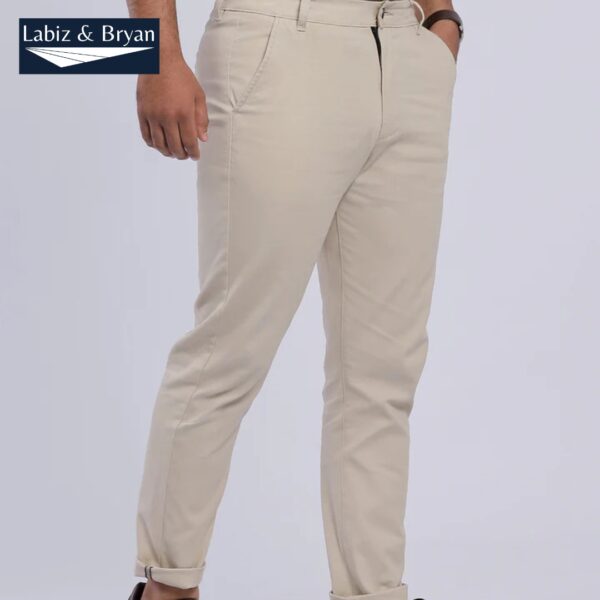 Men's Off-White Slim Fit Cotton Twill Chinos