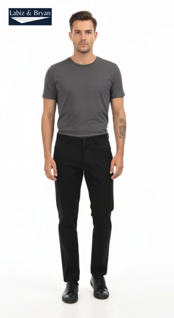 Men’s Jet Black Slim Fit Stretch Cotton Chinos