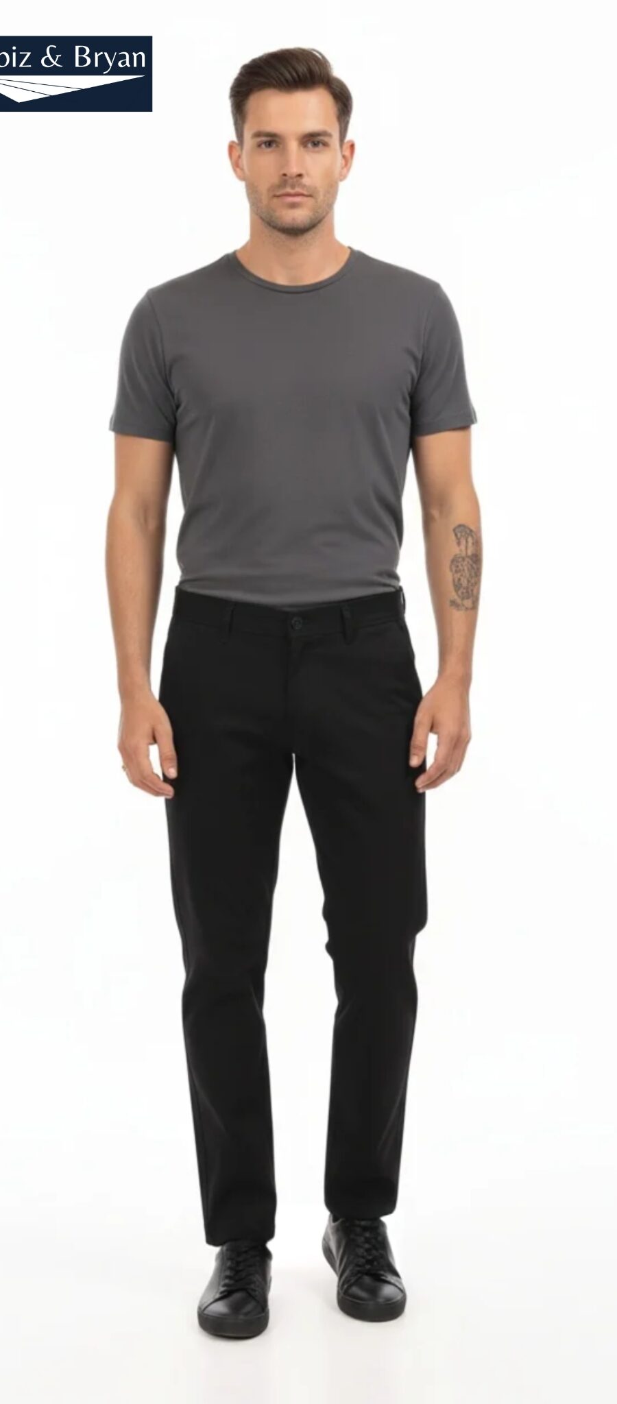 Men’s Jet Black Slim Fit Stretch Cotton Chinos